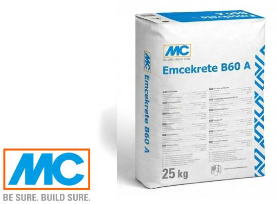 Emcekrete B60 Α - Ενός συστατικού, χυτό, τσιμεντοειδές κονίαμα για πακτώσεις ακριβείας και αποκαταστάσεις διατομών σκυροδέματος μεγάλου πάχους